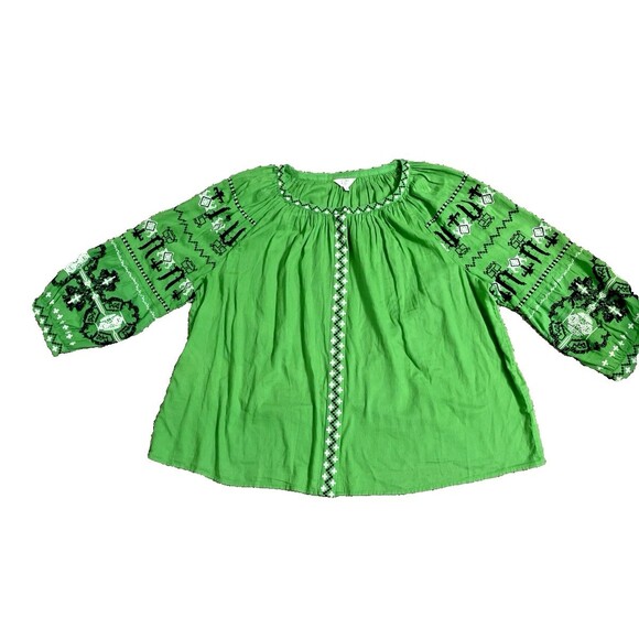 Crown & Ivy Peasant Top NWT Blouse Boho sz 3X Plus 3/4 Sleeve Embroidered Tunic - Picture 2 of 16